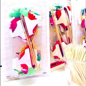 Set 36 honeycomb tissue 3-D assorted fruit party picks.